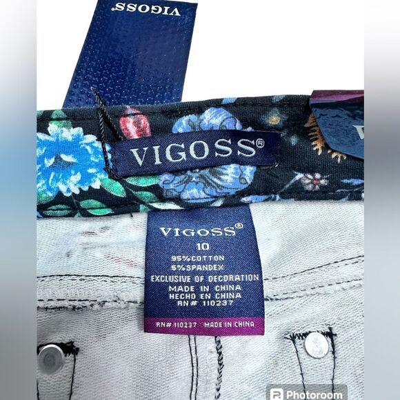 VIGOSS‎ Stretch Floral Straight Leg Skinny Jeans GIRLS Size 10 - Picture 10 of 13
